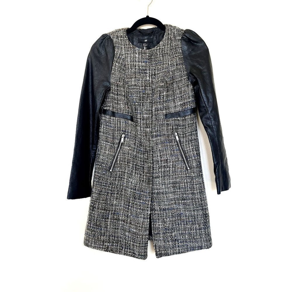 H&M Tweed and Faux Leather Jacket  4